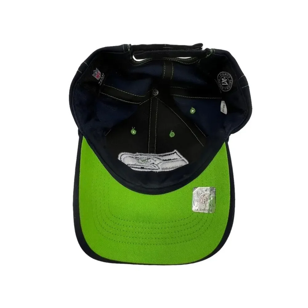 47 Brand Seattle Seahawks Youth Size Hat Baseball Cap Velcro Back Blue
